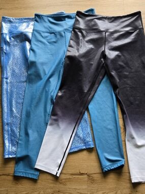ZYIA Women's Teal, Blue & Black Ombre Leggings Trio LNT